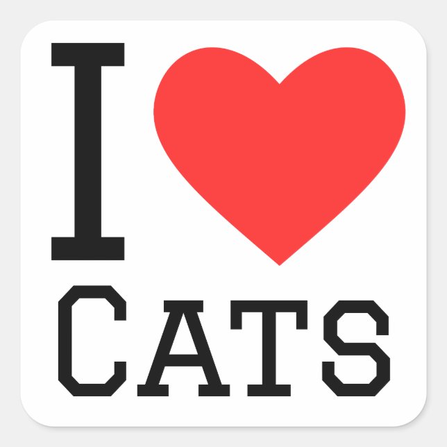 Sticker Carré J'aime les chats (Devant)