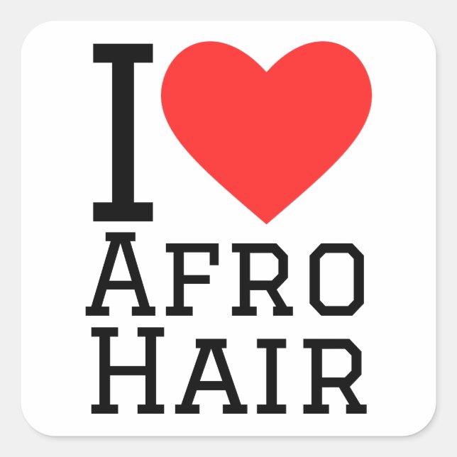 Sticker Carré J'aime les cheveux Afro (Devant)