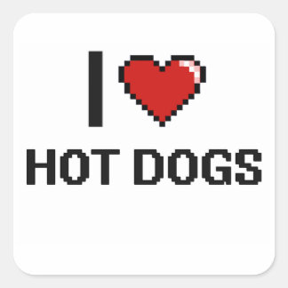 Sticker Carré J'Aime Les Chiens Chauds