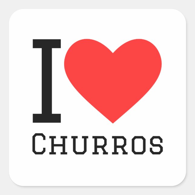 Sticker Carré J'aime les churros (Devant)
