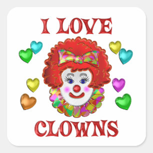 STICKER CARRÉ J'AIME LES CLOWNS