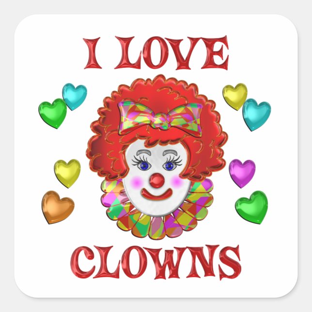 STICKER CARRÉ J'AIME LES CLOWNS (Devant)