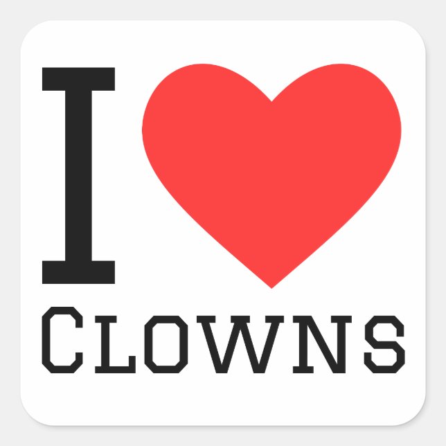 Sticker Carré J'aime les clowns (Devant)