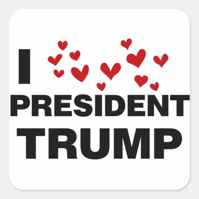 Sticker Carré J'aime les coeurs du président Trump (Devant)