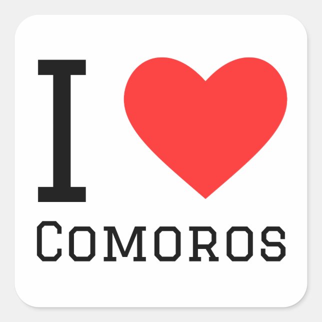 Sticker Carré J'aime les Comores (Devant)