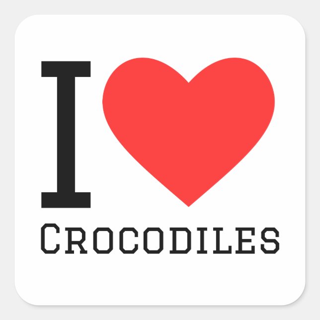 Sticker Carré J'aime les crocodiles (Devant)