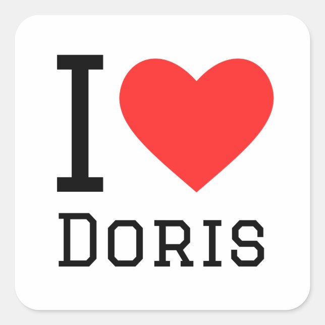 Sticker Carré J'aime les doris (Devant)