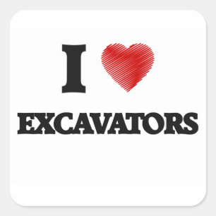 Sticker Carré J'aime les EXCAVATRICES