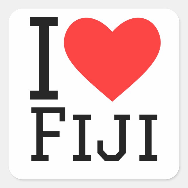 Sticker Carré J'aime les fiji (Devant)