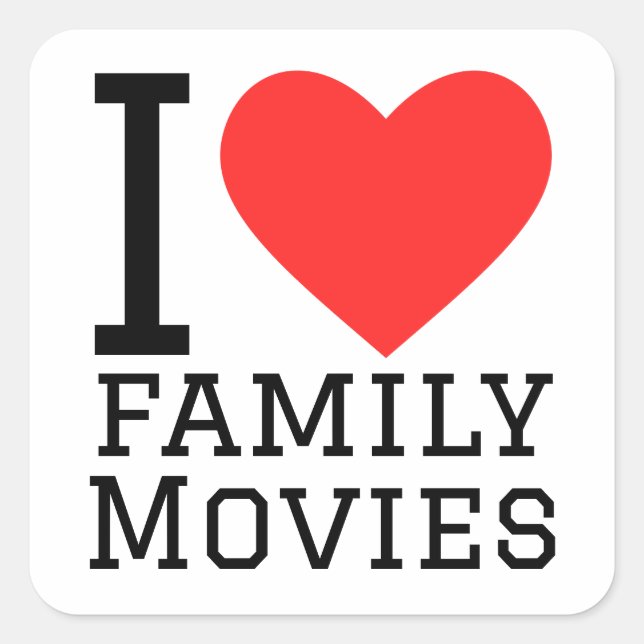 Sticker Carré J'aime les films familiaux (Devant)