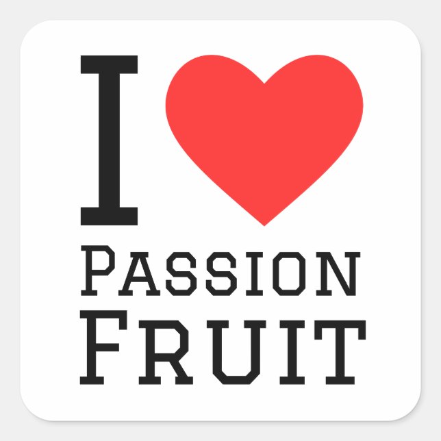 Sticker Carré J'aime les fruits de la passion (Devant)