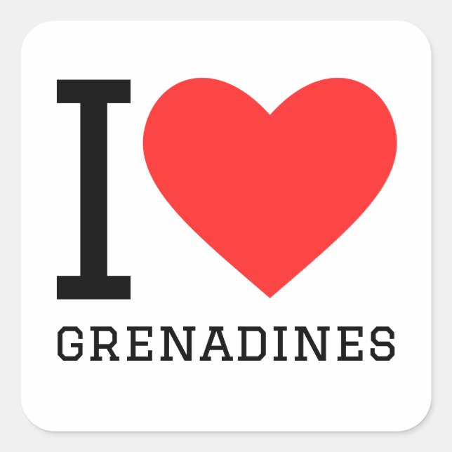 Sticker Carré J'aime les grenadines (Devant)