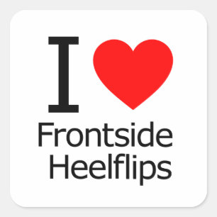 Sticker Carré J'Aime Les Heelflips De Face