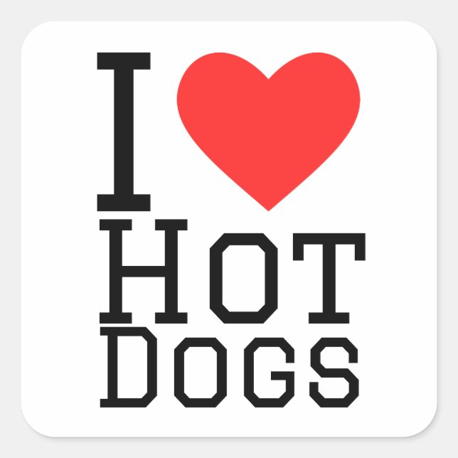 Sticker Carré J'aime les hot dogs (Devant)