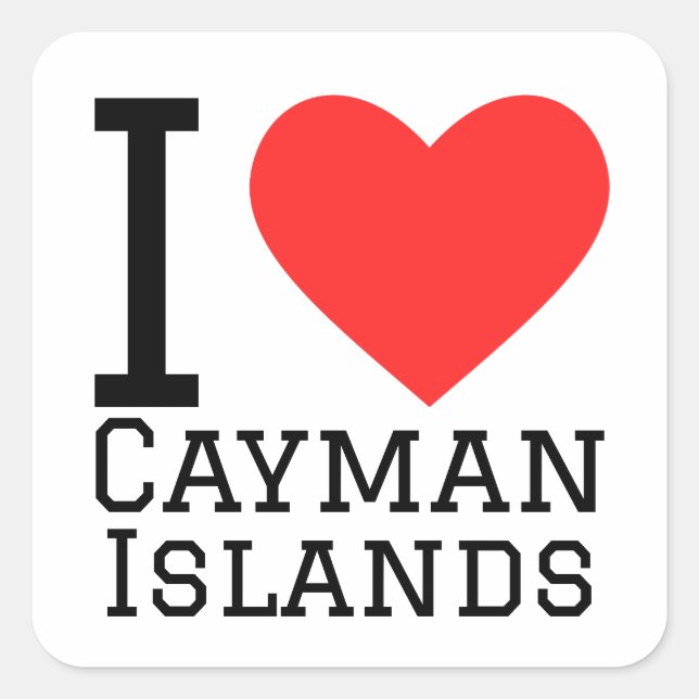 Sticker Carré J'aime les îles Caïmans (Devant)