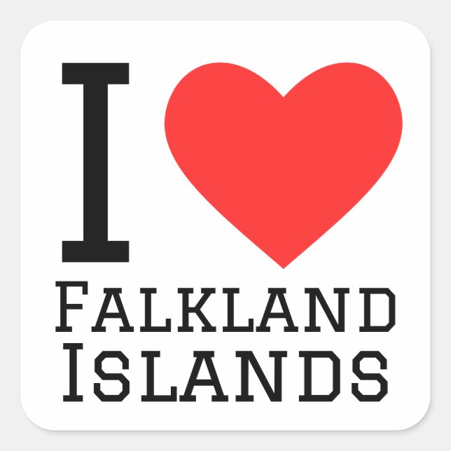 Sticker Carré J'aime les îles Falkland (Devant)