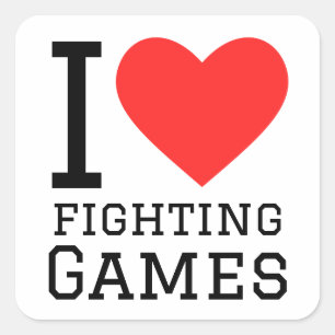 Sticker Carré J'aime les jeux de combat