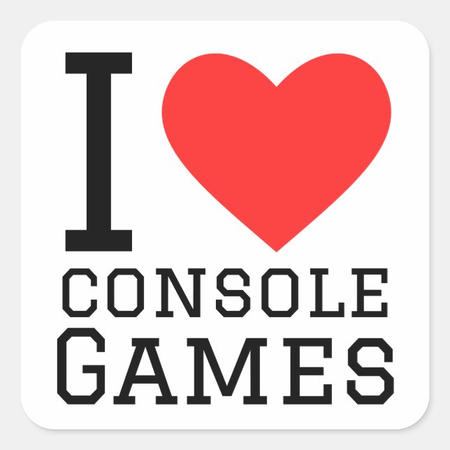 Sticker Carré J'aime les jeux de console (Devant)