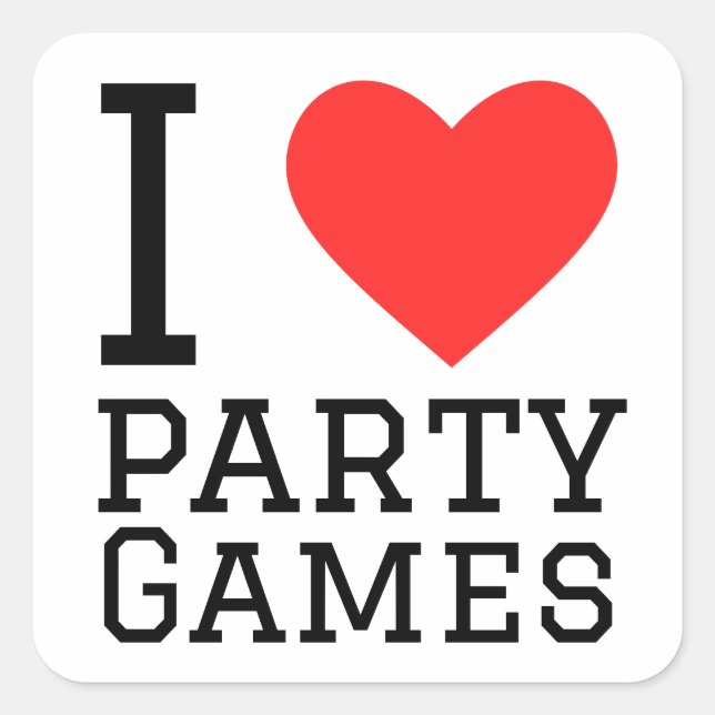 Sticker Carré J'aime les jeux de fête (Devant)