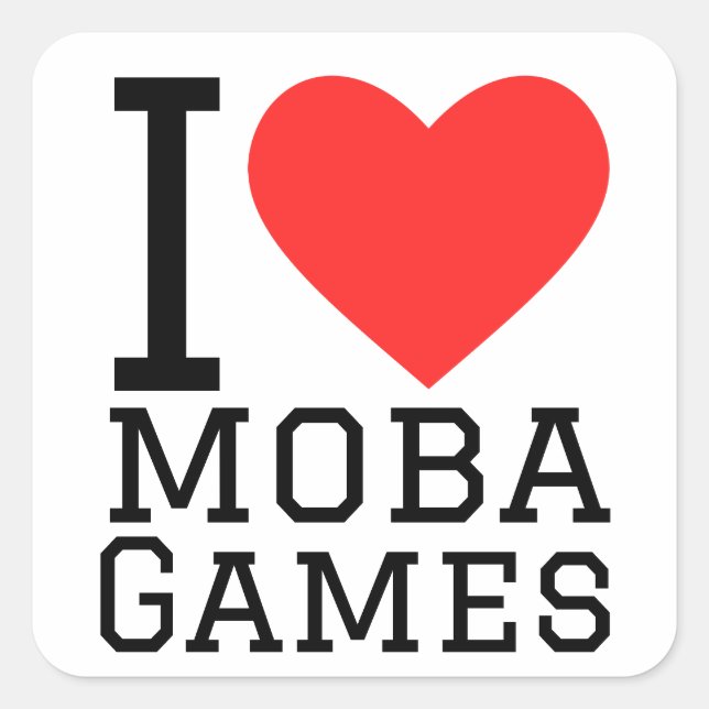 Sticker Carré J'aime les jeux de moba (Devant)