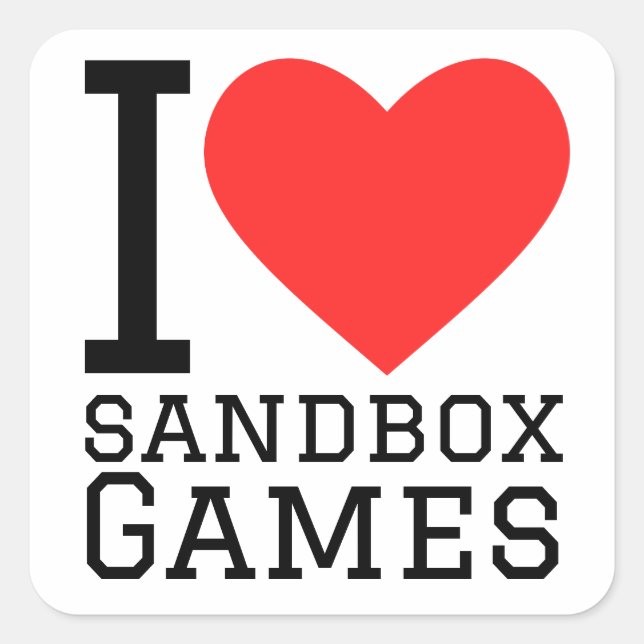Sticker Carré J'aime les jeux de sandbox (Devant)