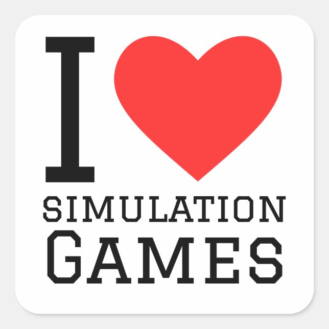 Sticker Carré J'aime les jeux de simulation (Devant)