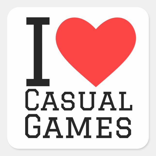 Sticker Carré J'aime les jeux décontractés (Devant)
