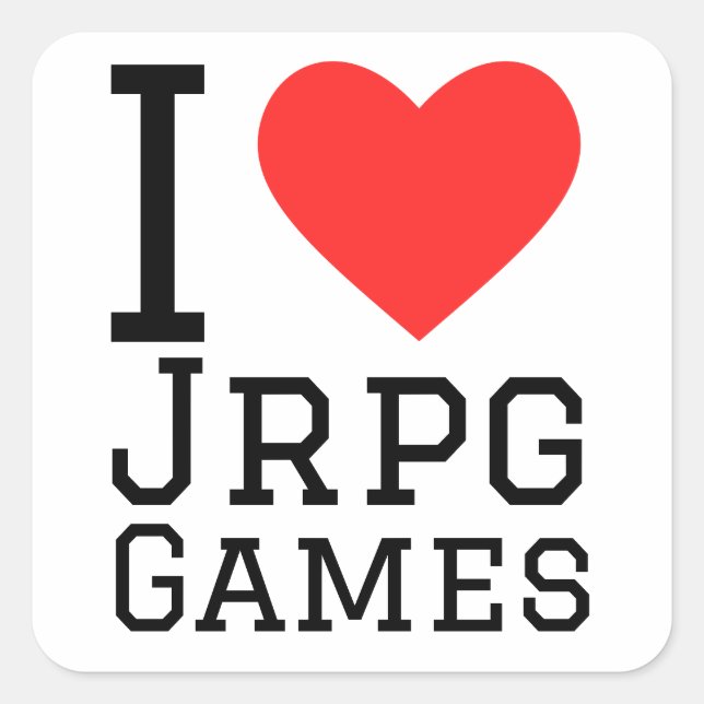 Sticker Carré J'aime les jeux jrpg (Devant)