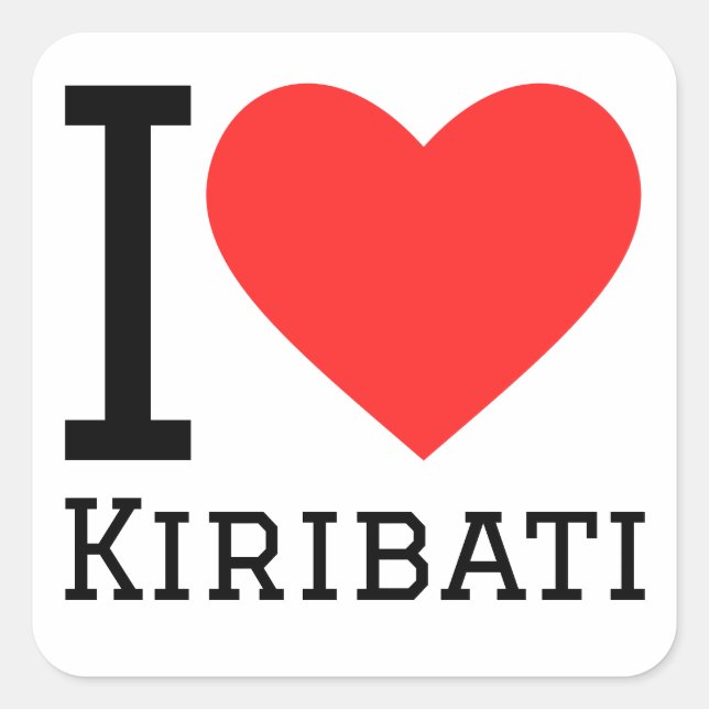 Sticker Carré J'aime les kiribati (Devant)
