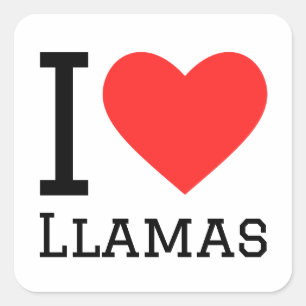 Sticker Carré J'aime les lamas