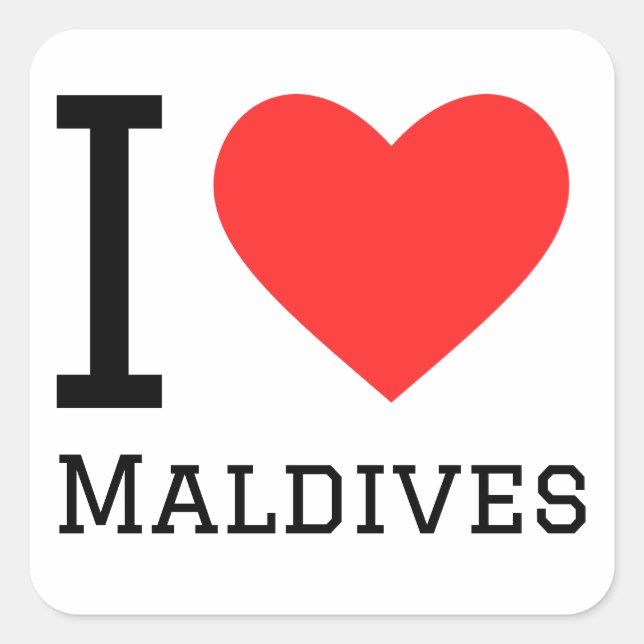 Sticker Carré J'aime les maldives (Devant)