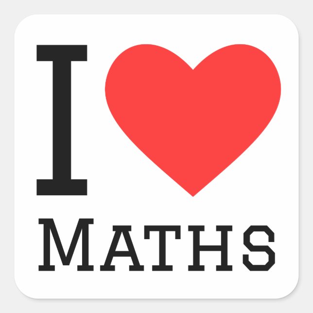 Sticker Carré J'aime les maths (Devant)