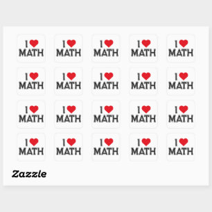 Sticker Carré J'aime les maths vintage rétro maths