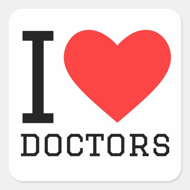 Sticker Carré J'aime les médecins (Devant)