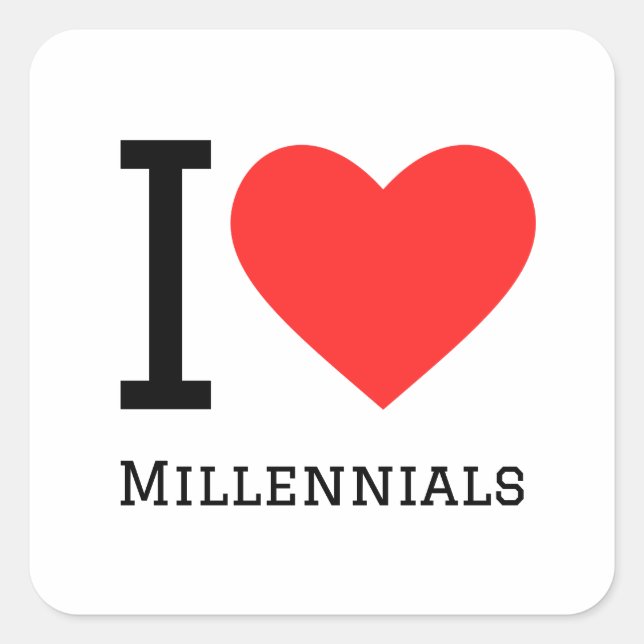 Sticker Carré J'aime les millennials (Devant)