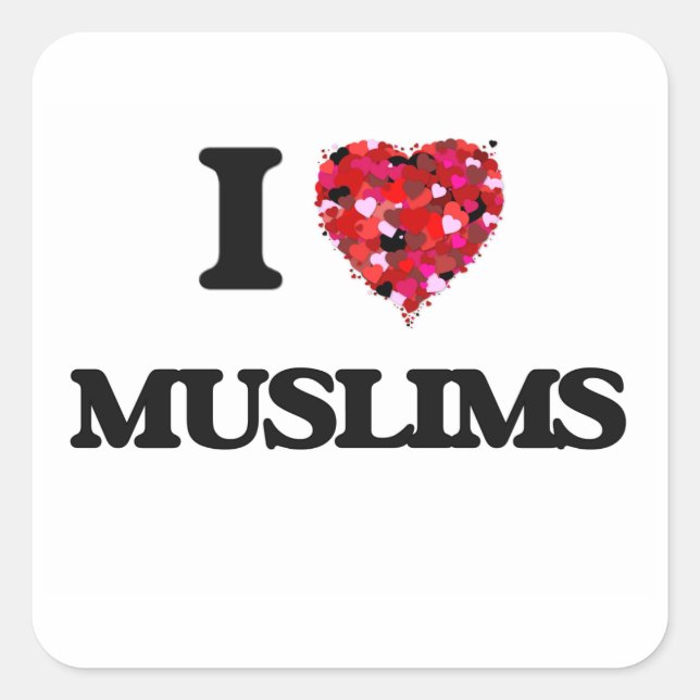 Sticker Carré J'aime les musulmans (Devant)