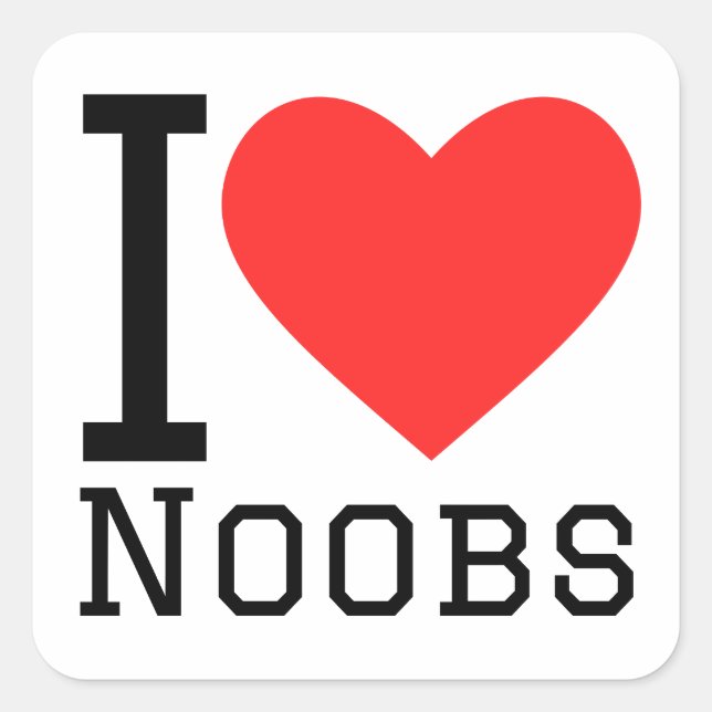 Sticker Carré J'aime les noobs (Devant)