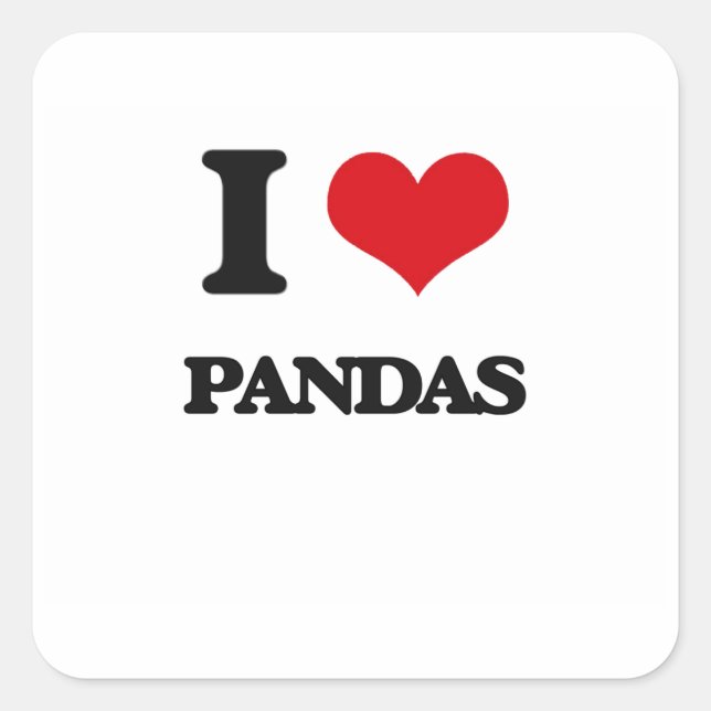 Sticker Carré J'aime les pandas (Devant)