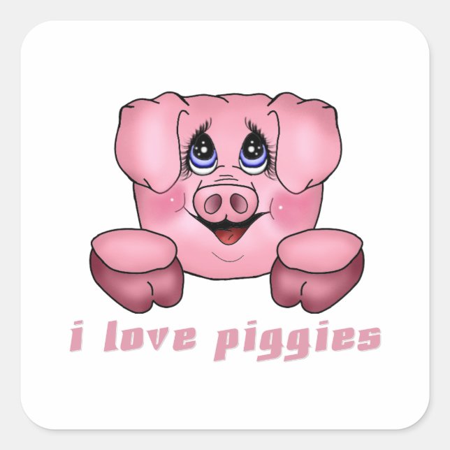 Sticker Carré J'aime les piggies (Devant)