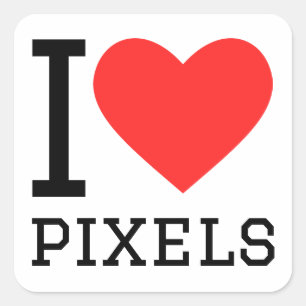 Sticker Carré J'aime les pixels