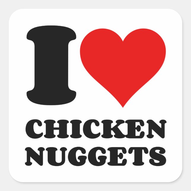 STICKER CARRÉ J'AIME LES POULET NUGGETS (Devant)