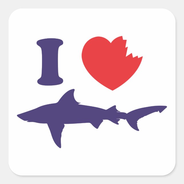 Sticker Carré J'aime les requins (Devant)