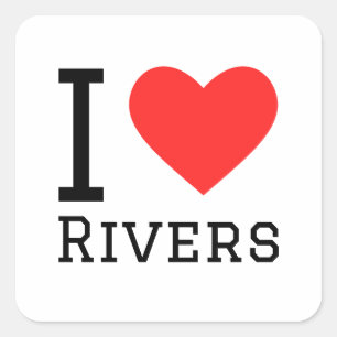 Sticker Carré J'aime les rivières