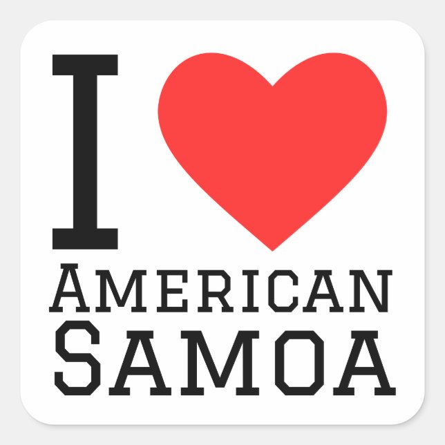 Sticker Carré J'aime les Samoa américaines (Devant)