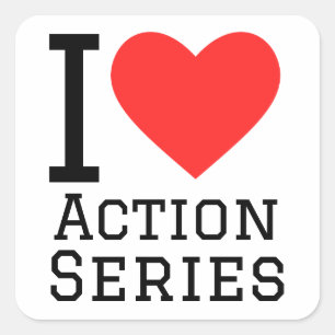 Sticker Carré J'aime les séries d'actions