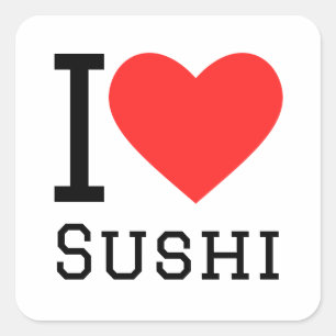 Sticker Carré J'aime les sushis