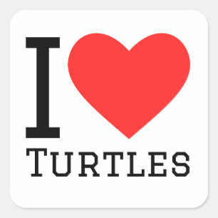 Sticker Carré J'aime les tortues