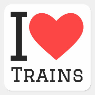 Sticker Carré J'aime les trains