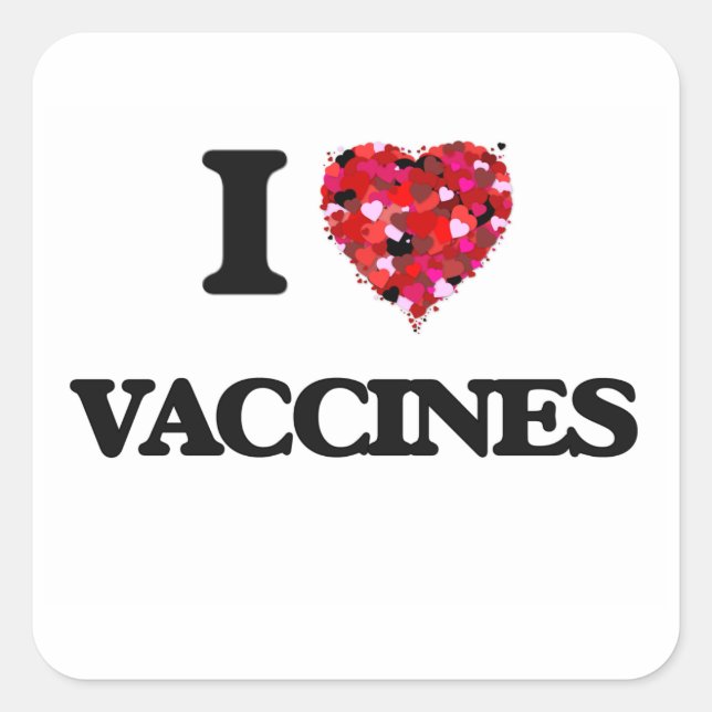 Sticker Carré J'aime les vaccins (Devant)