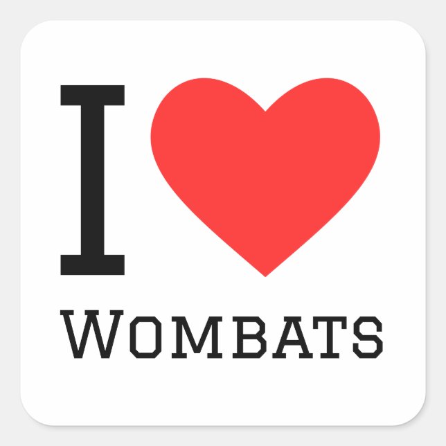 Sticker Carré J'aime les wombats (Devant)